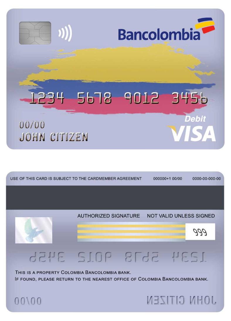Colombia Bancolombia bank visa debit card